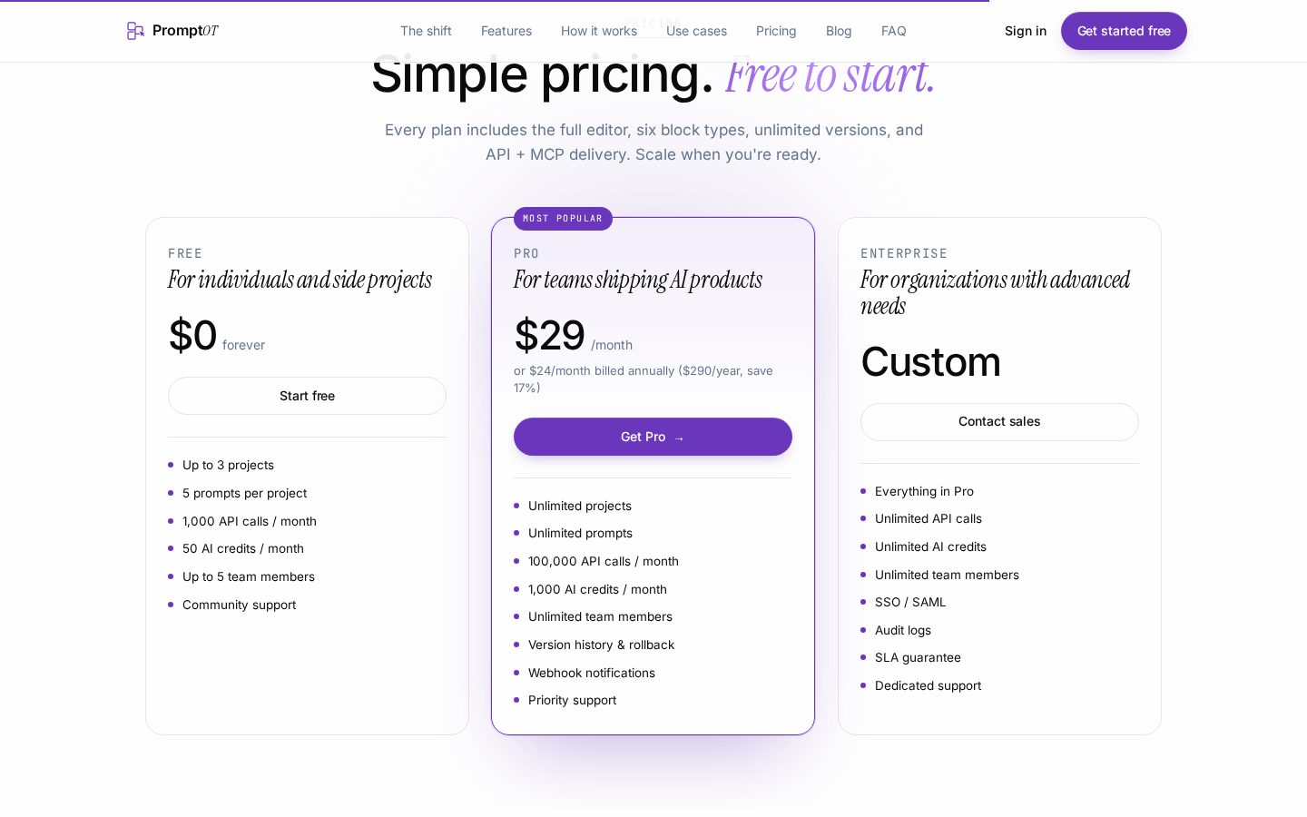 PromptOT Pricing