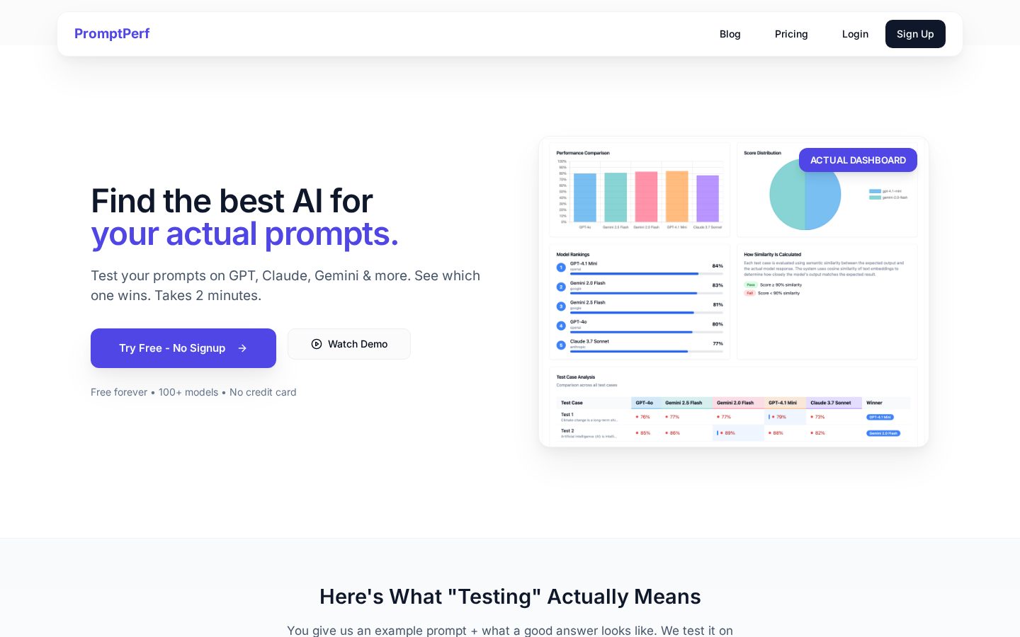 PromptPerf Homepage