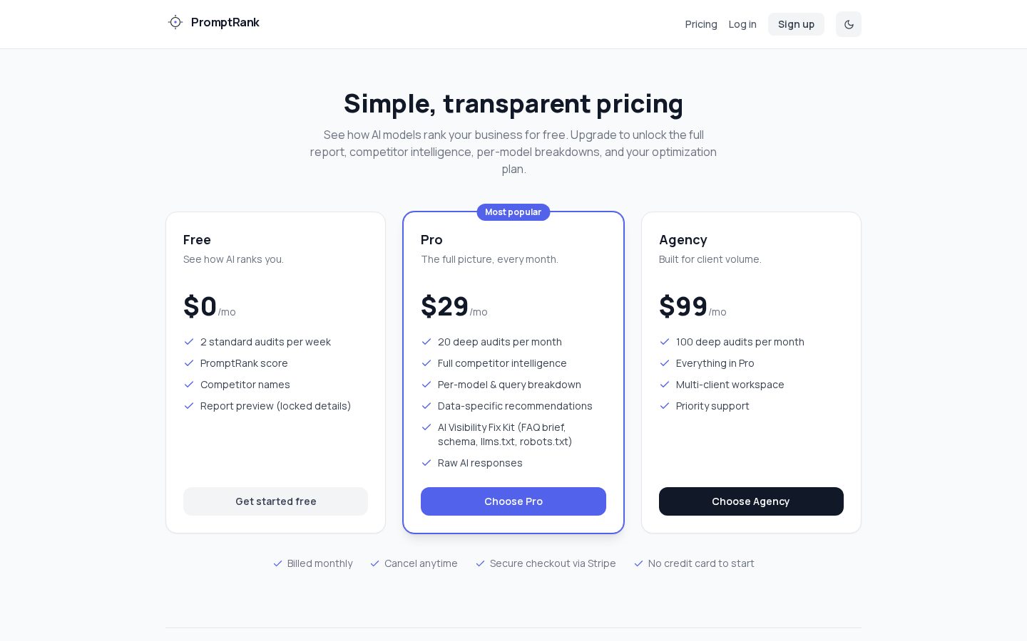 PromptRank Pricing