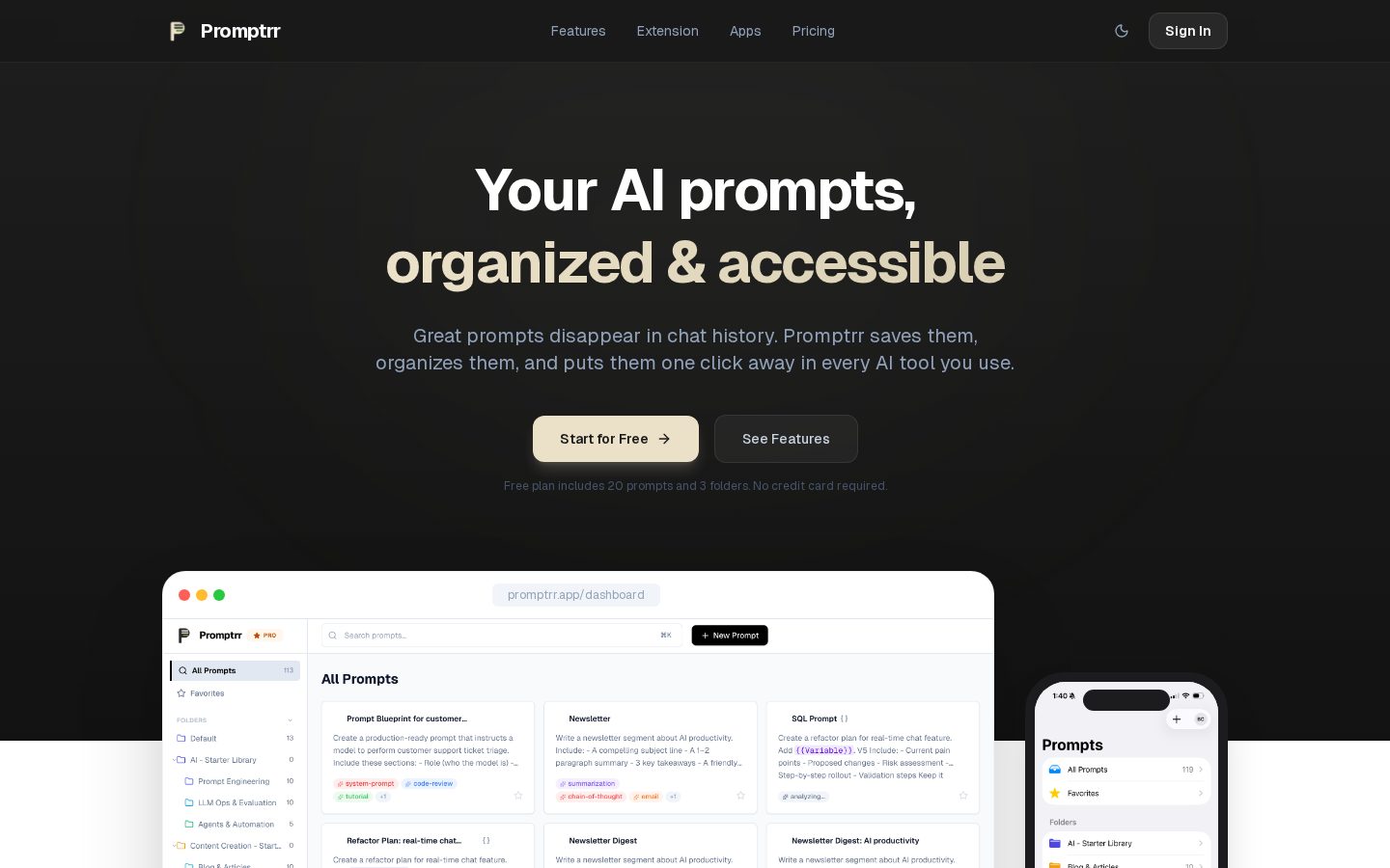 Promptrr Homepage