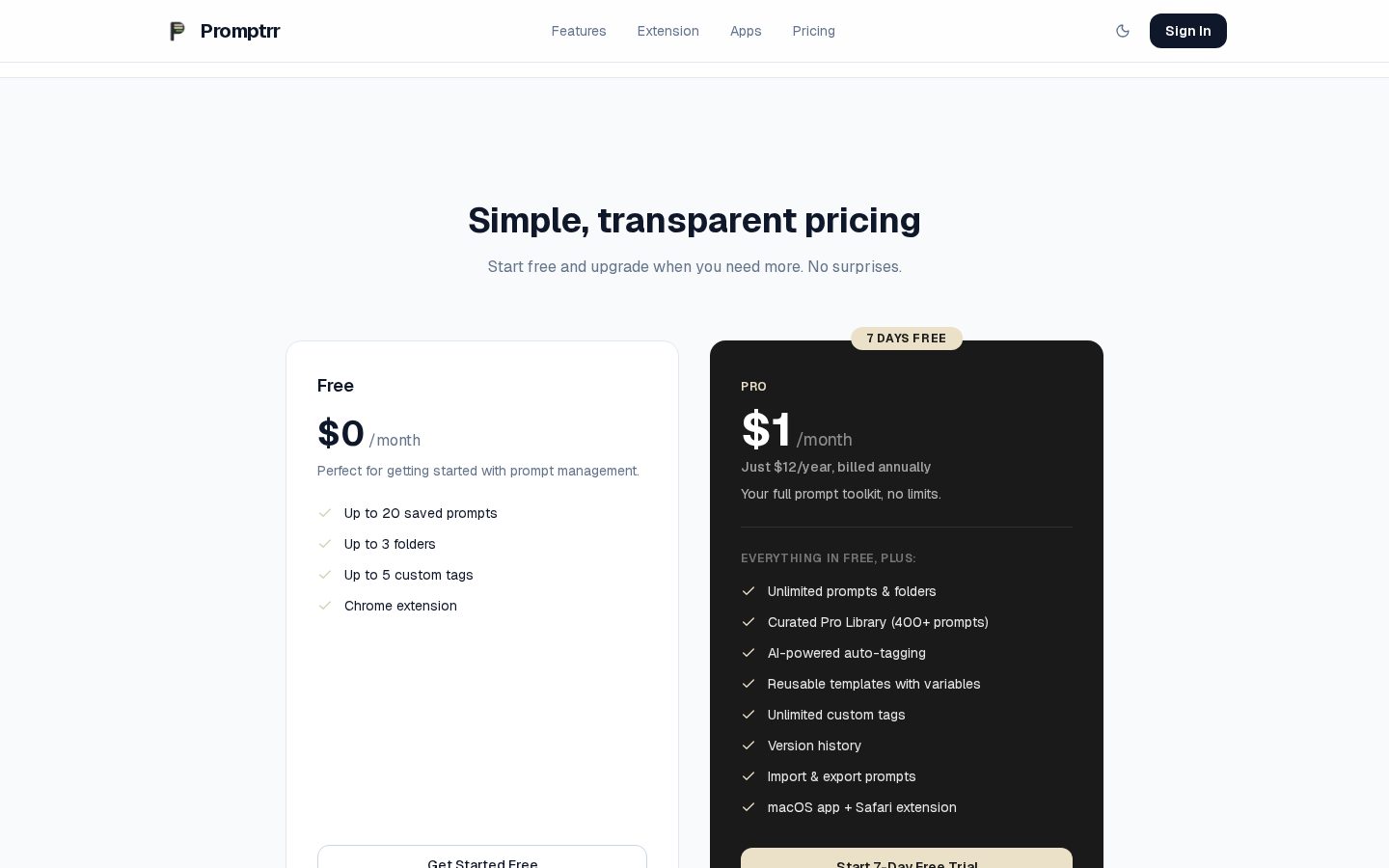 Promptrr Pricing