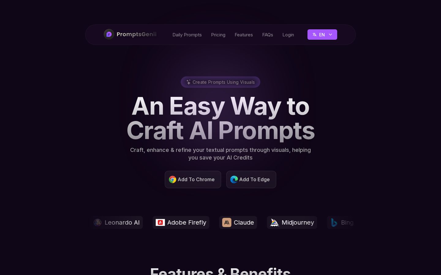 PromptsGenii Homepage