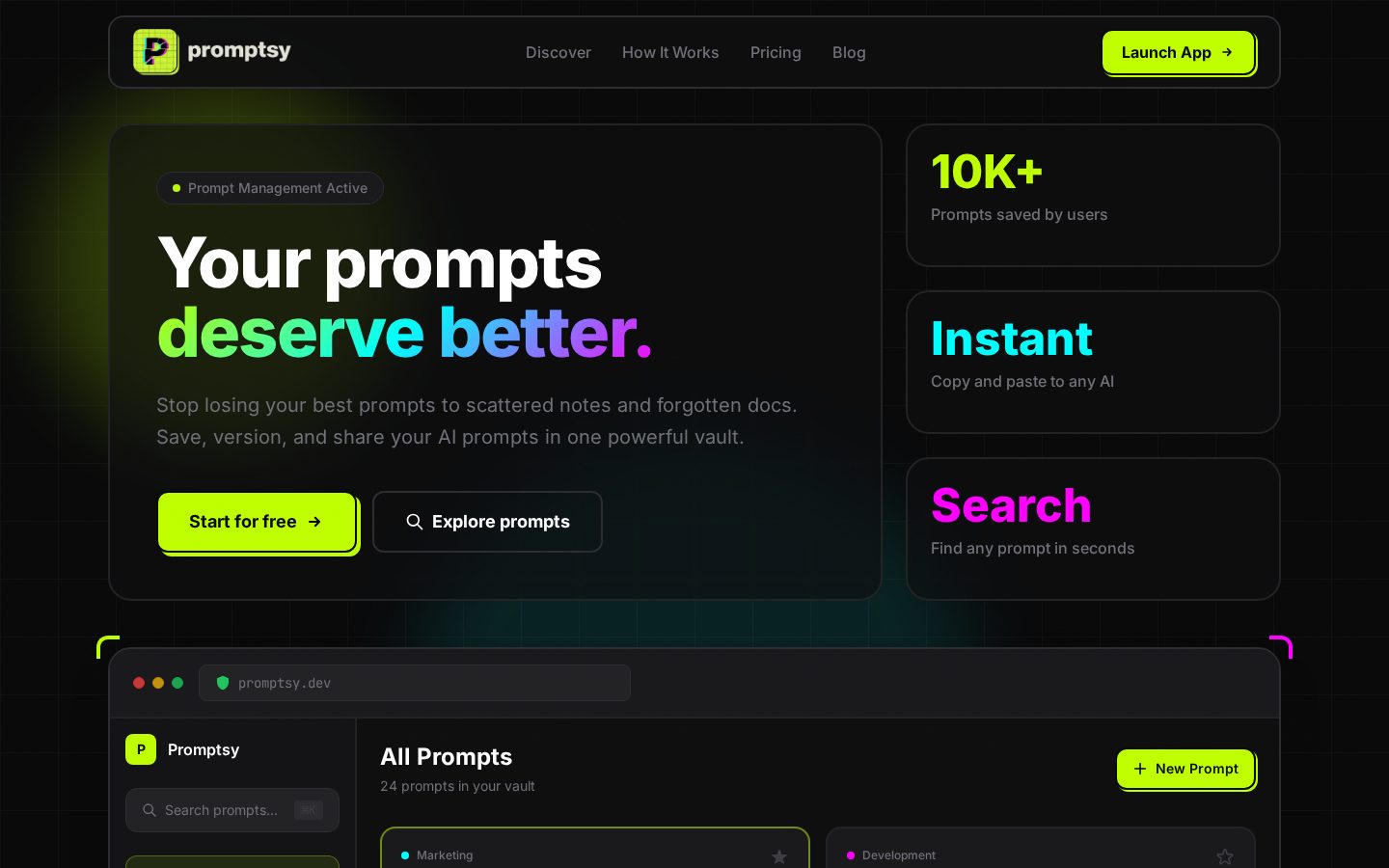 Promptsy Homepage