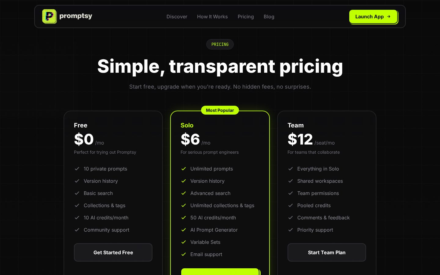 Promptsy Pricing