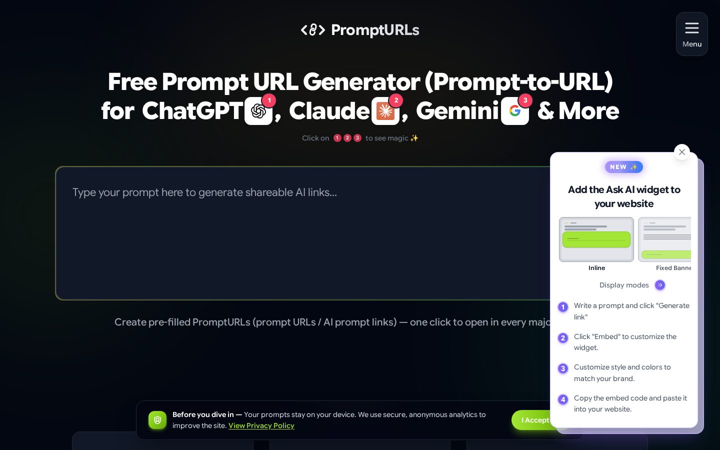 PromptURLs Homepage