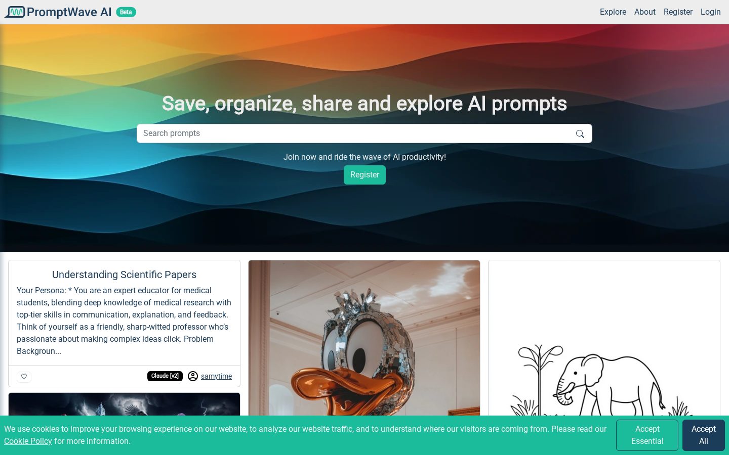 PromptWave AI Homepage