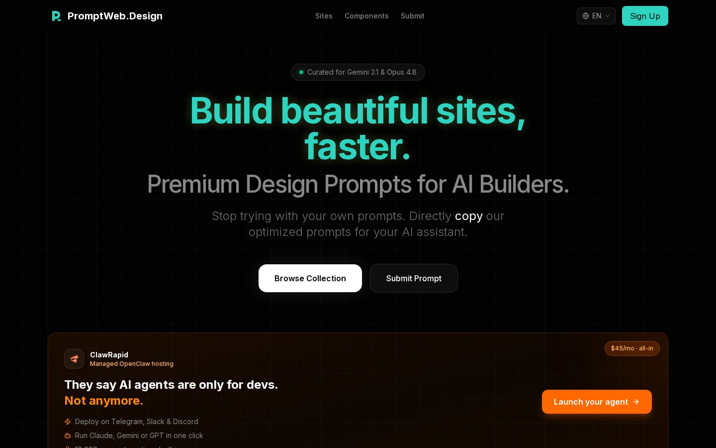 PromptWeb.Design Homepage