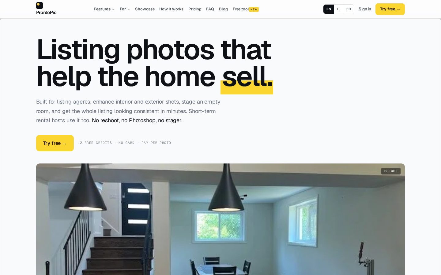 ProntoPic AI Real Estate Enhancement Homepage