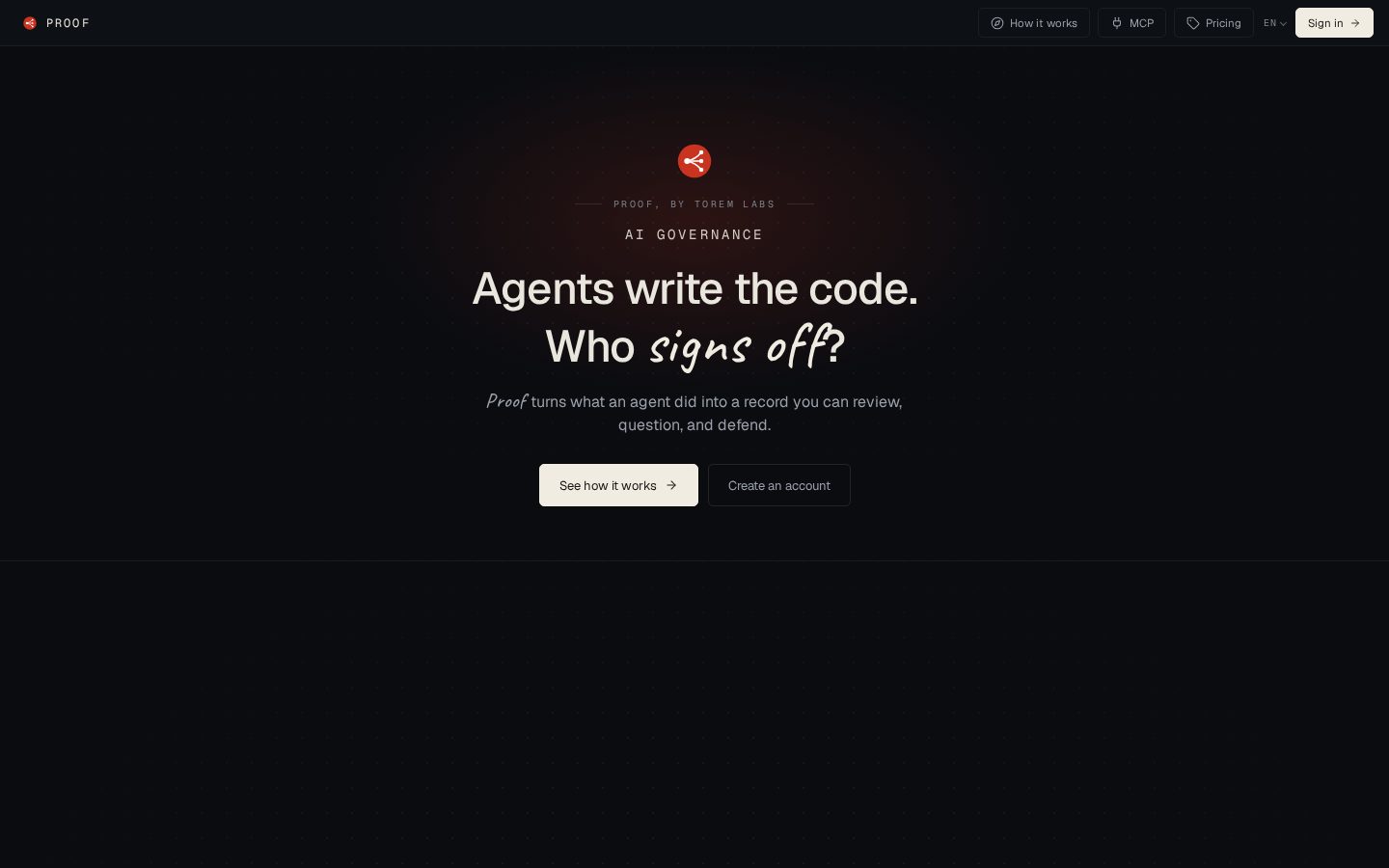 Proof, by Torem Labs Homepage