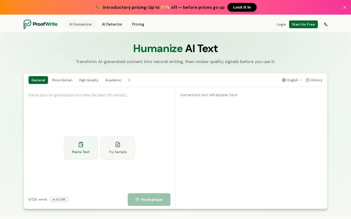 ProofWrite AI Homepage