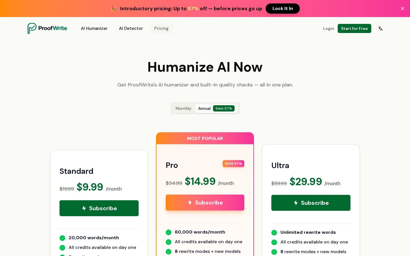 ProofWrite AI Pricing