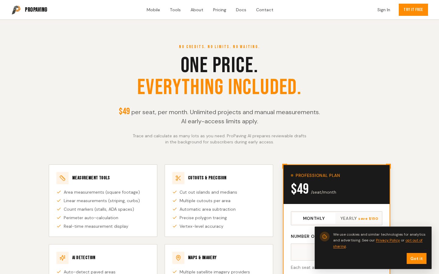 ProPaving Pricing