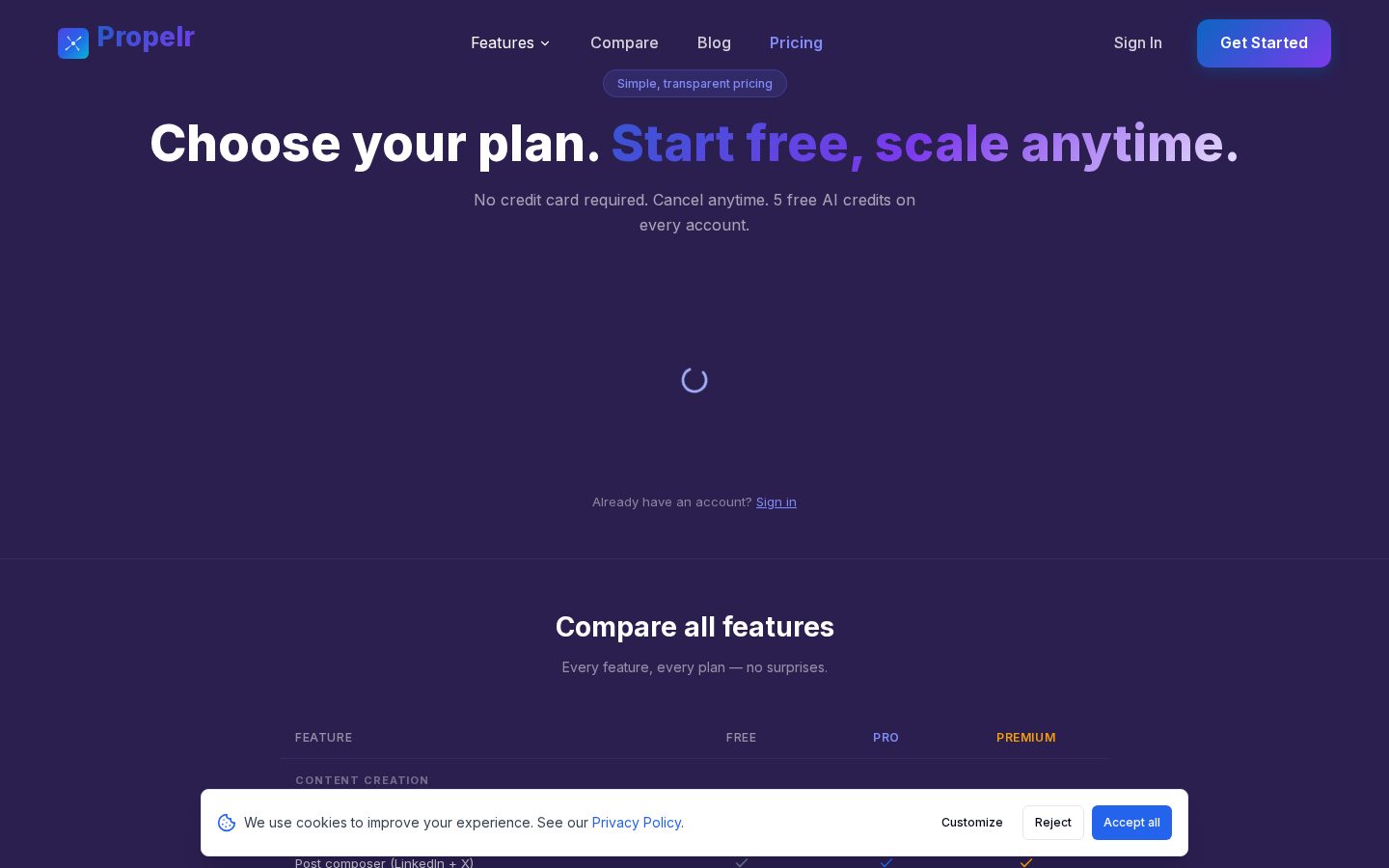 Propelr Pricing
