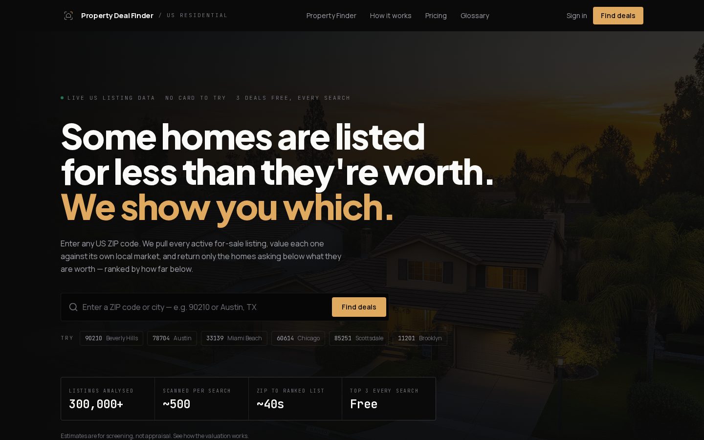 Property Deal Finder Homepage