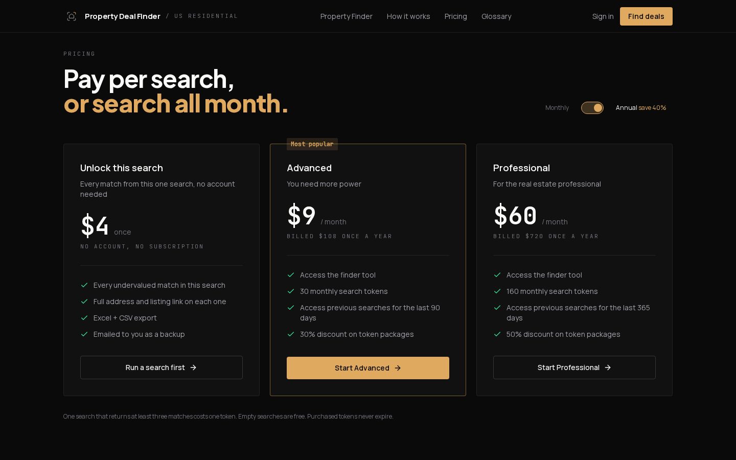 Property Deal Finder Pricing