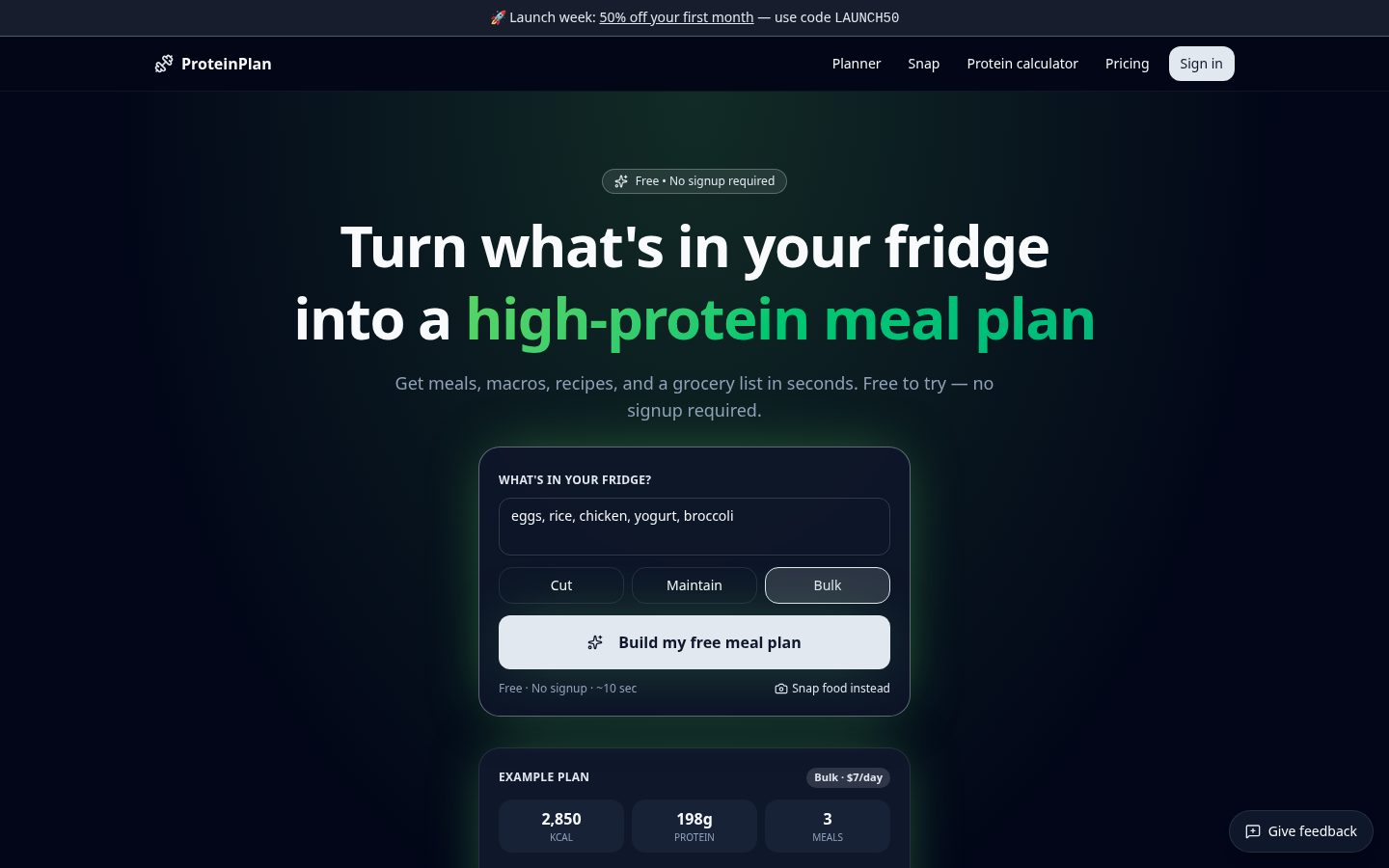 ProteinPlan Homepage
