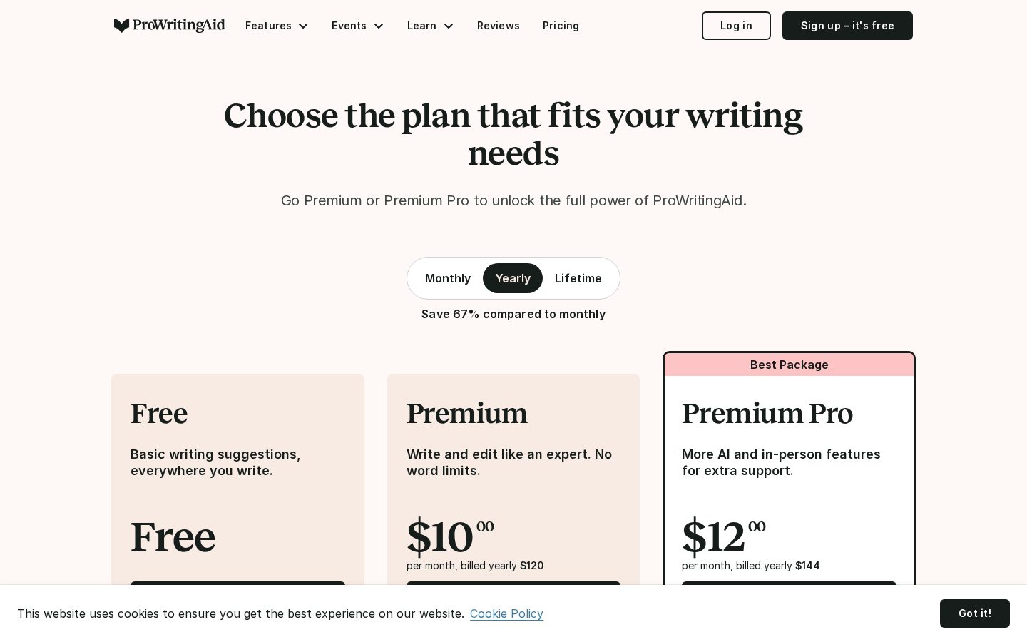 ProWritingAid Pricing