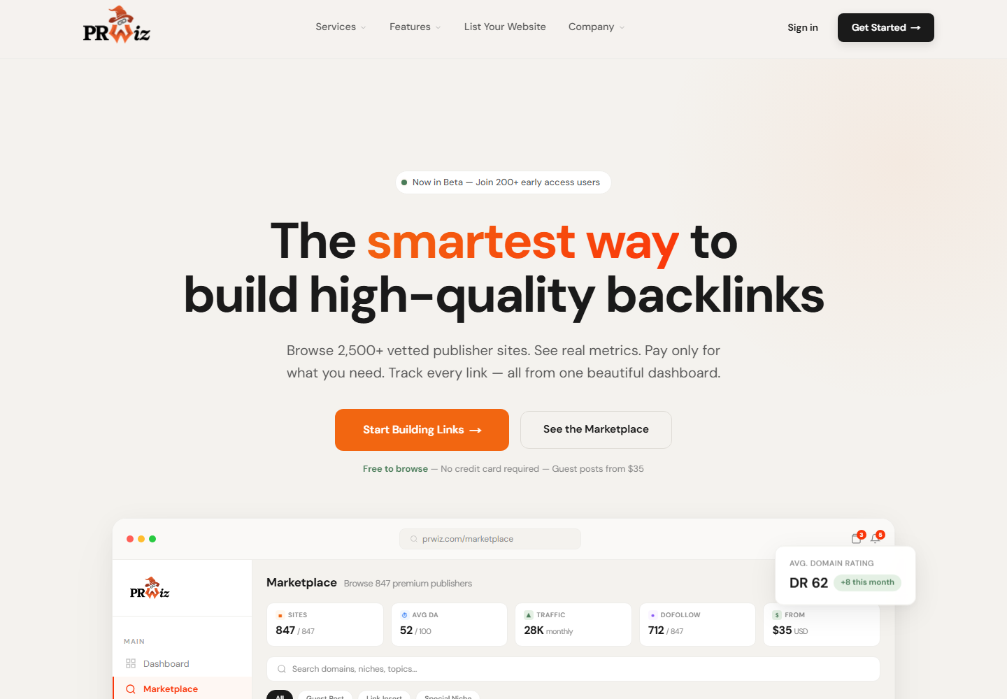 PRWiz homepage
