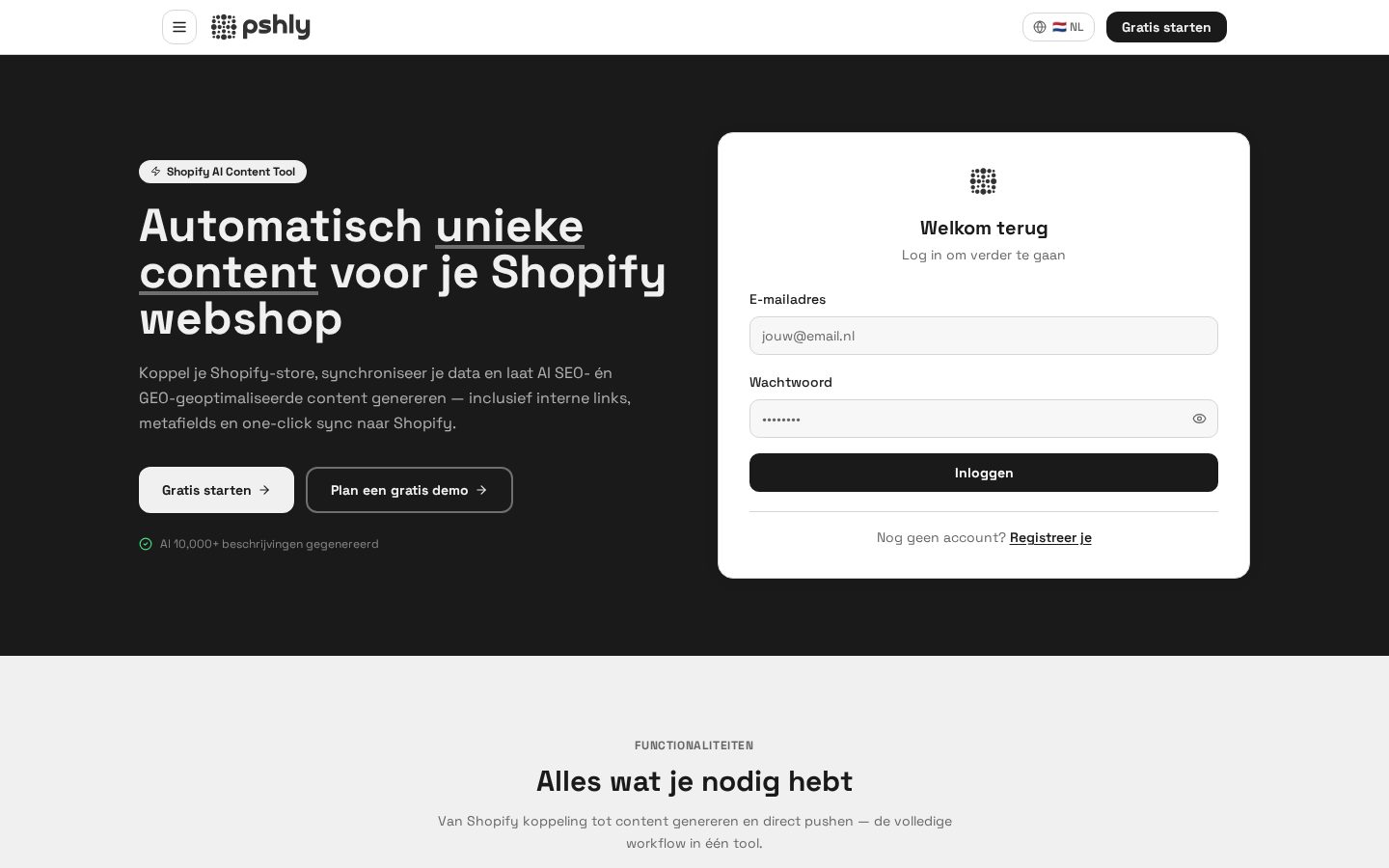 Pshly.ai Homepage