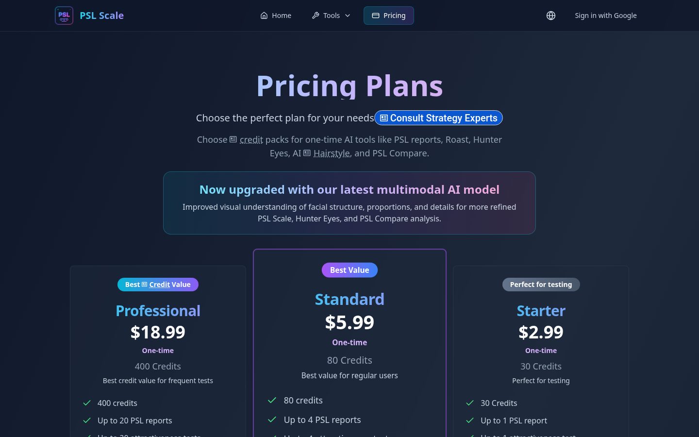 PSL Scale Pricing