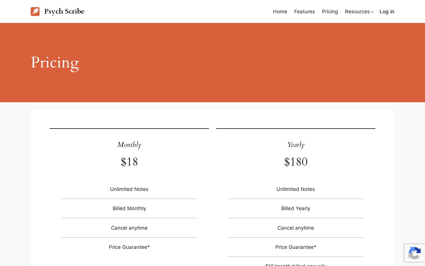 Psych Scribe Pricing