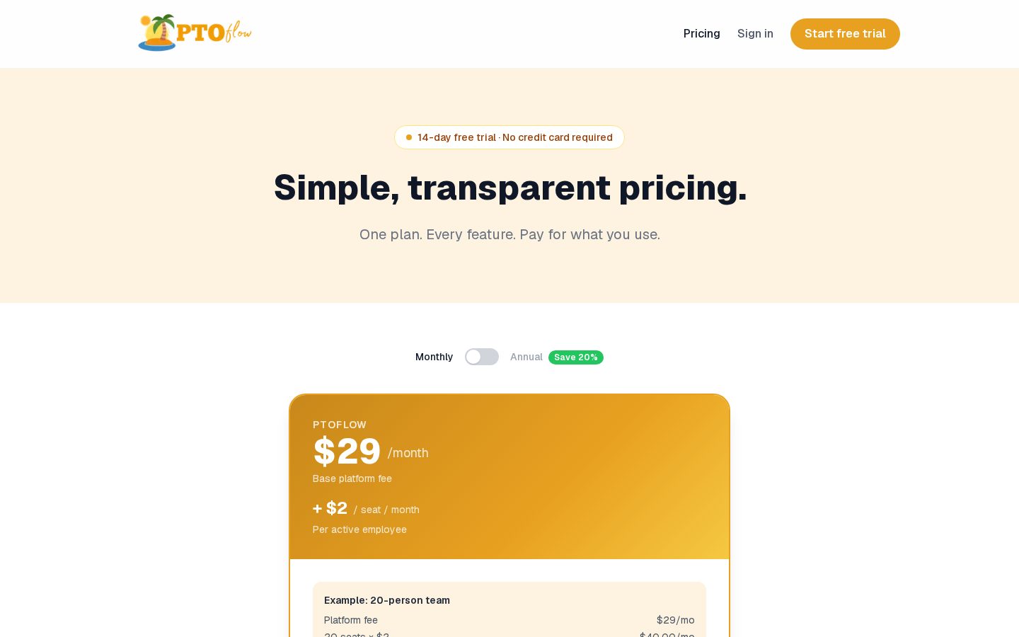 PTOFlow Pricing