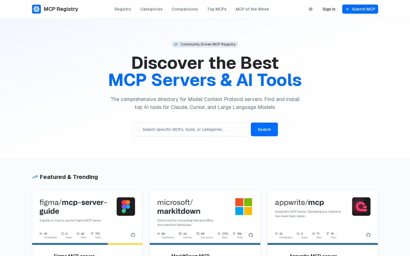Public MCP Registry Homepage