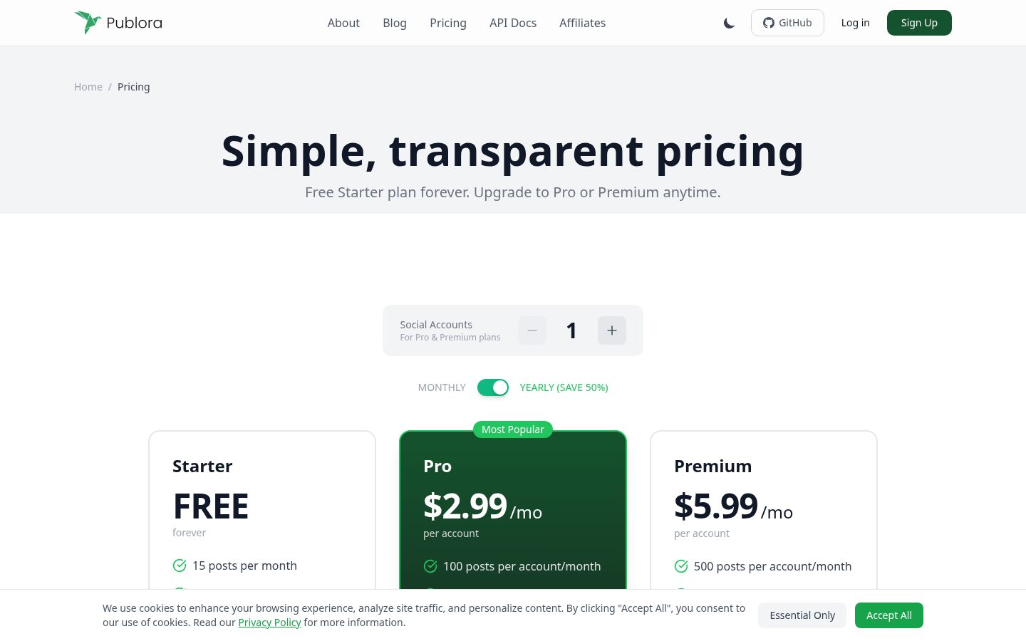 Publora Pricing
