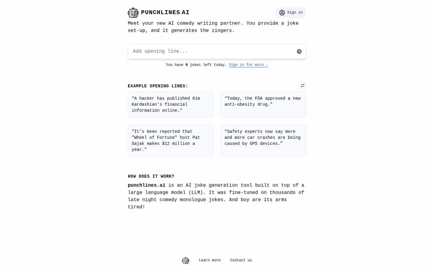 punchlines.ai Homepage