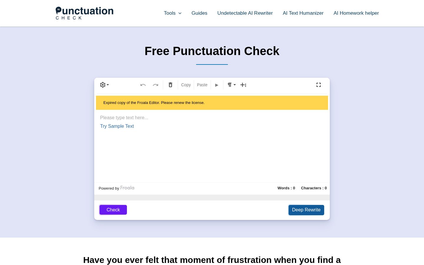 PunctuationCheck Homepage