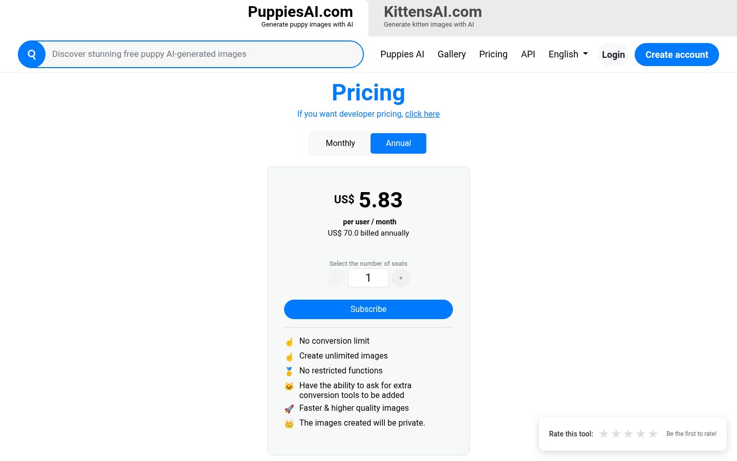 PuppiesAI Pricing