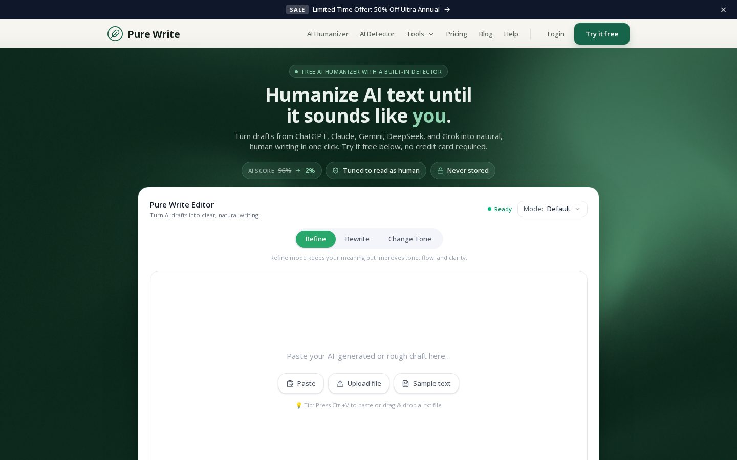 Pure Write Homepage