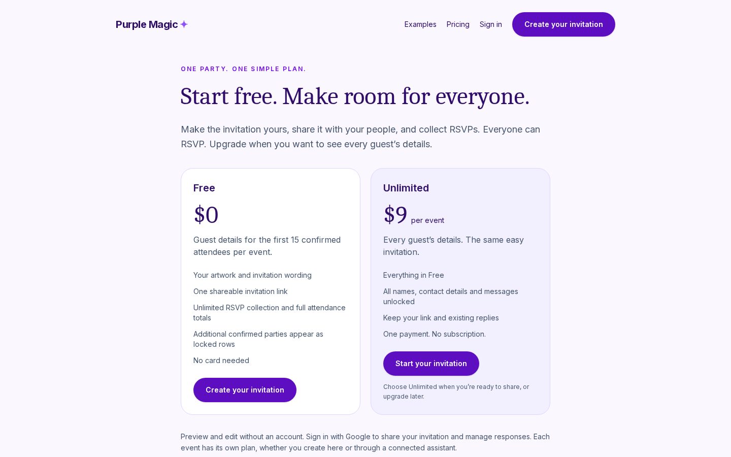 Purple Magic Pricing