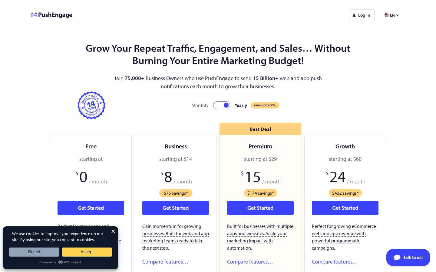 PushEngage Pricing
