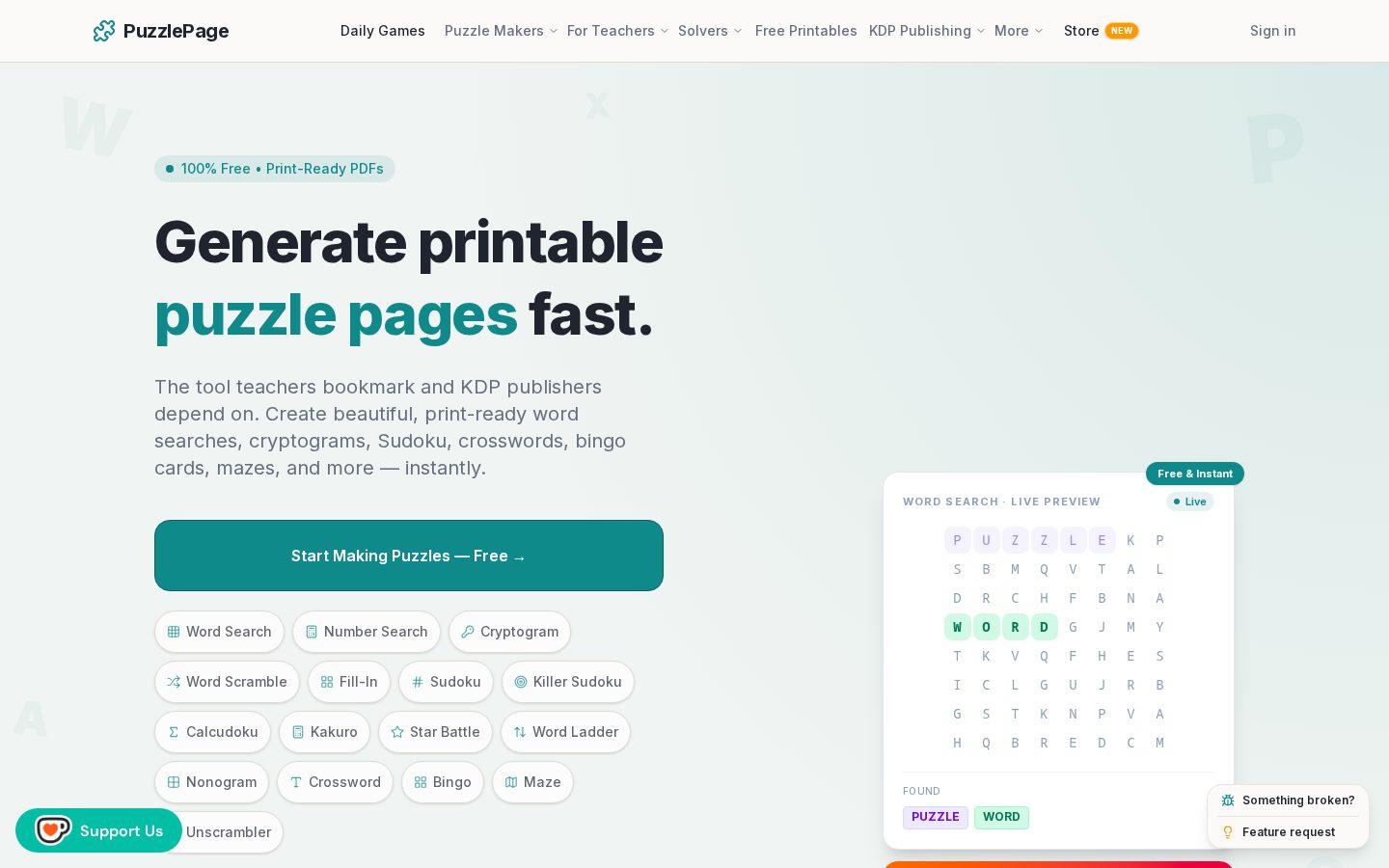 PuzzlePage Homepage
