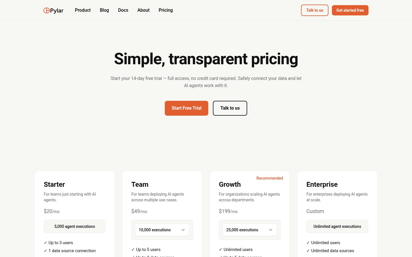 Pylar Pricing