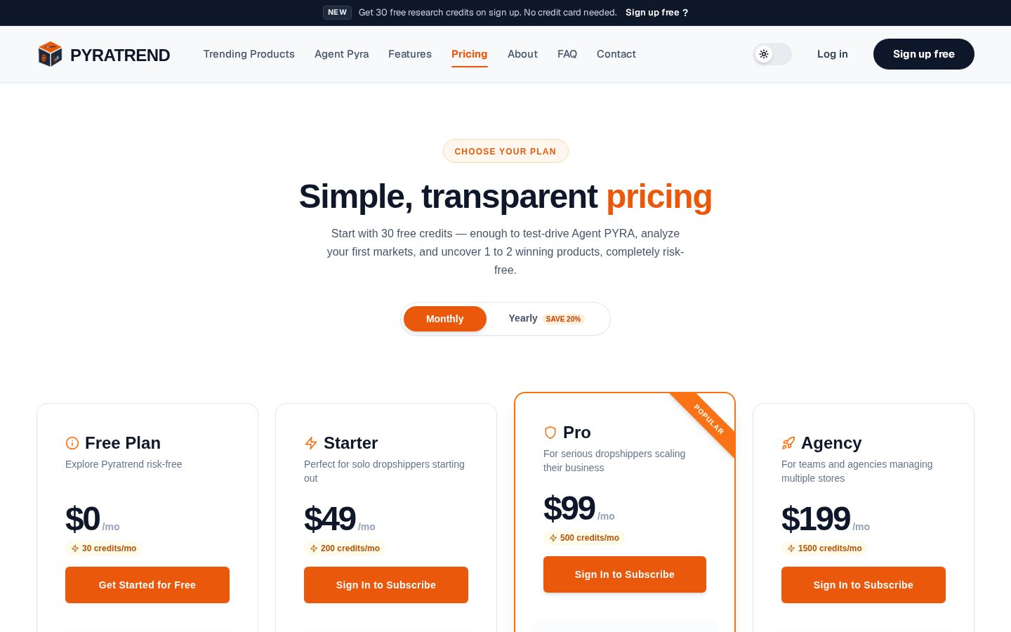Pyratrend Pricing