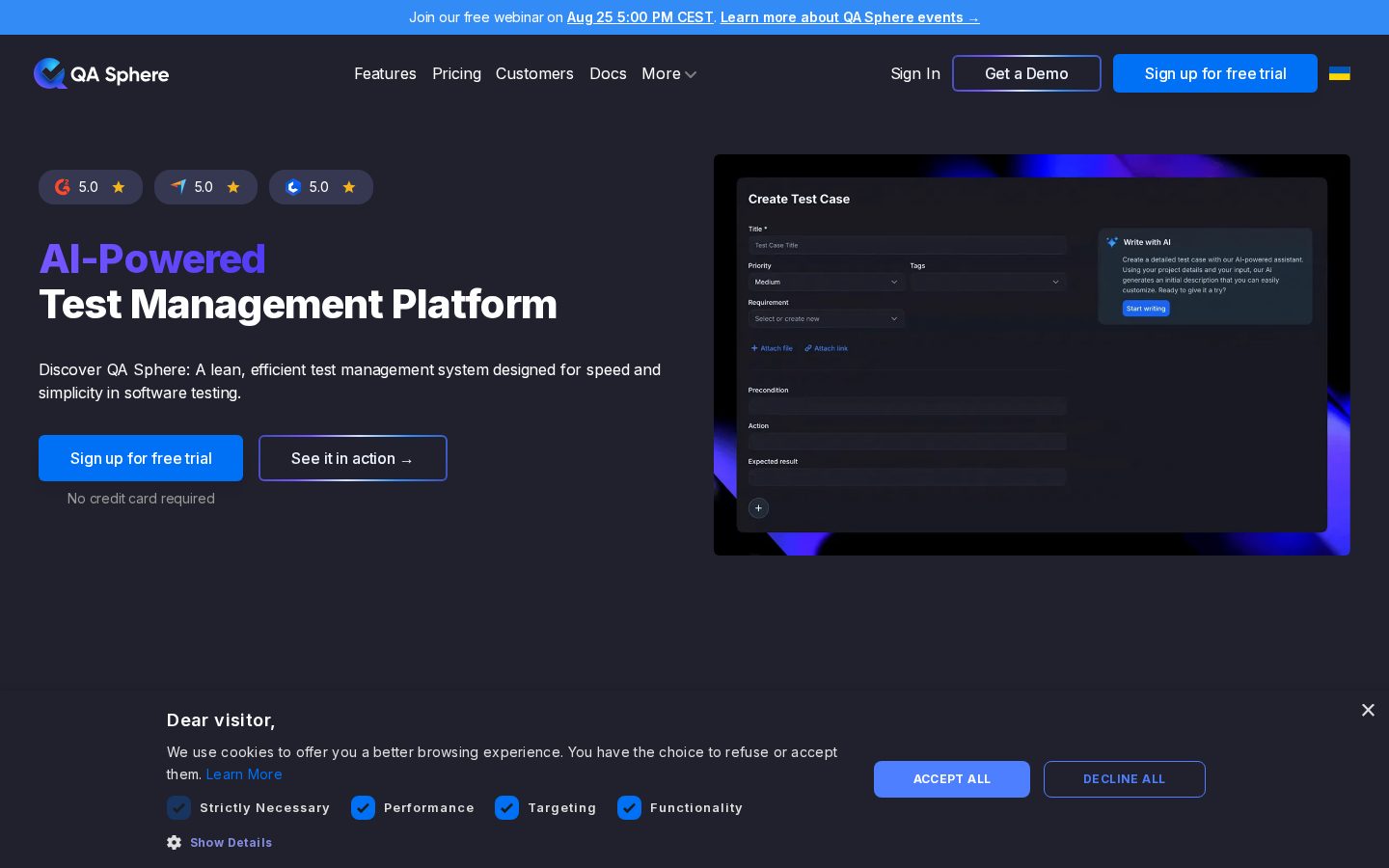 QA Sphere Homepage