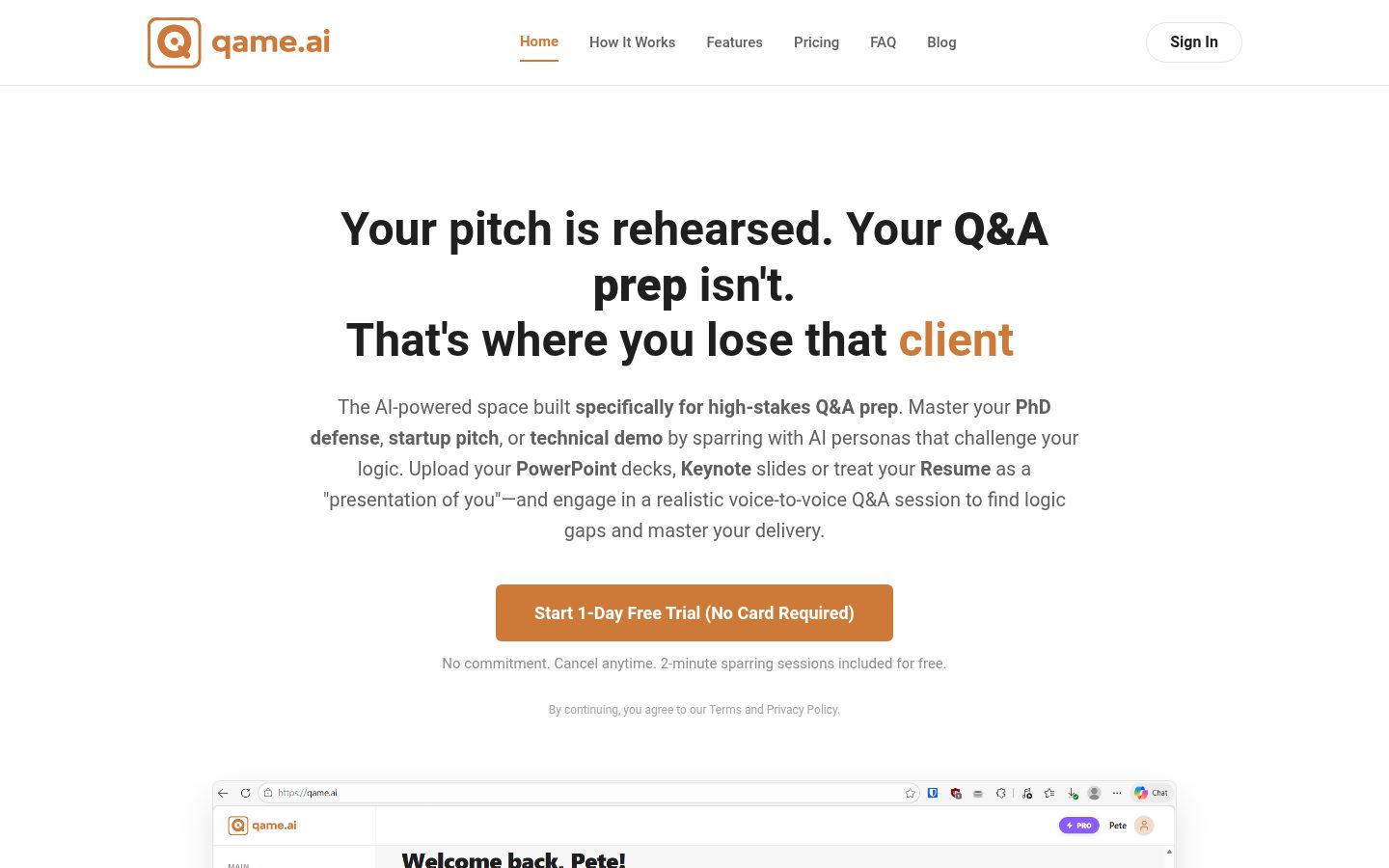 qame.ai Homepage