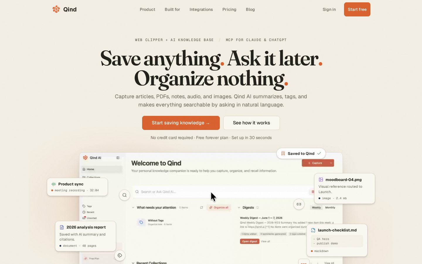 Qind AI Homepage