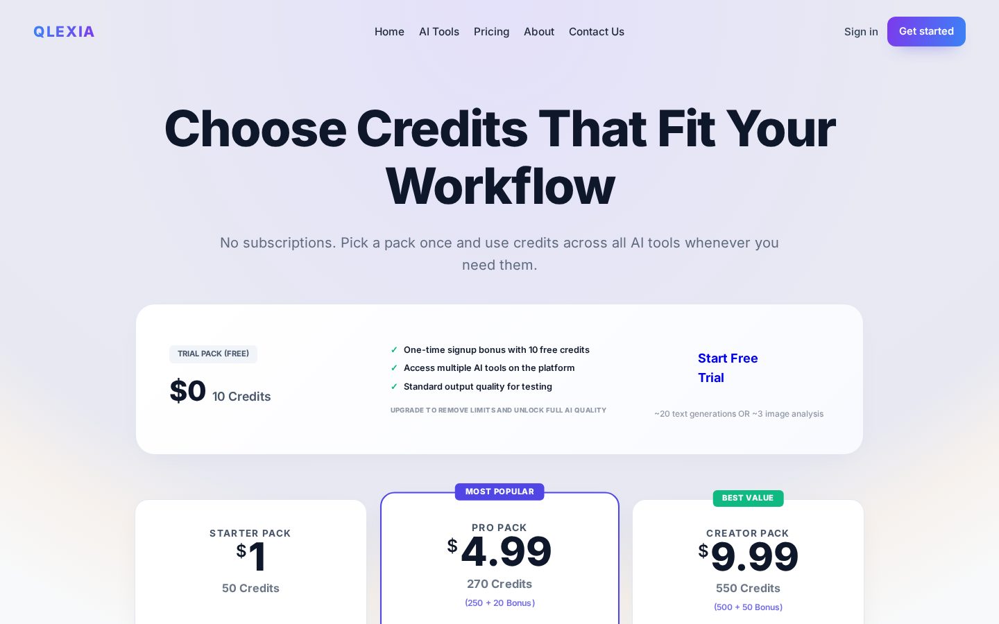 Qlexia Pricing