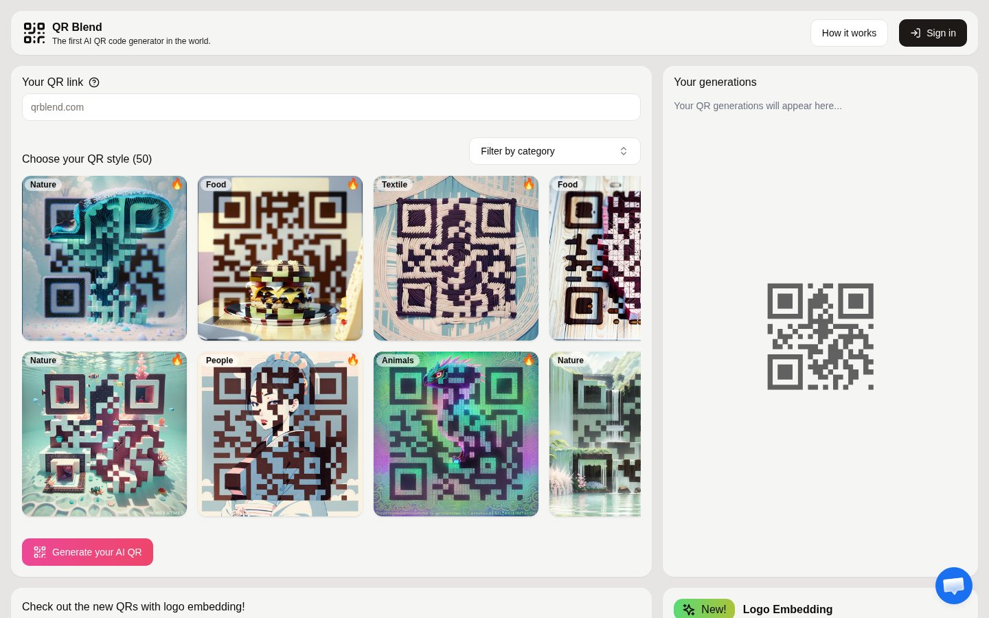 QR Blend Homepage