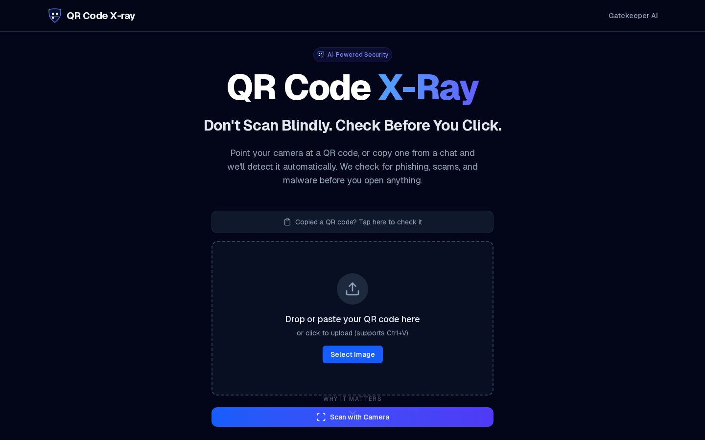 QR Code X-Ray Homepage