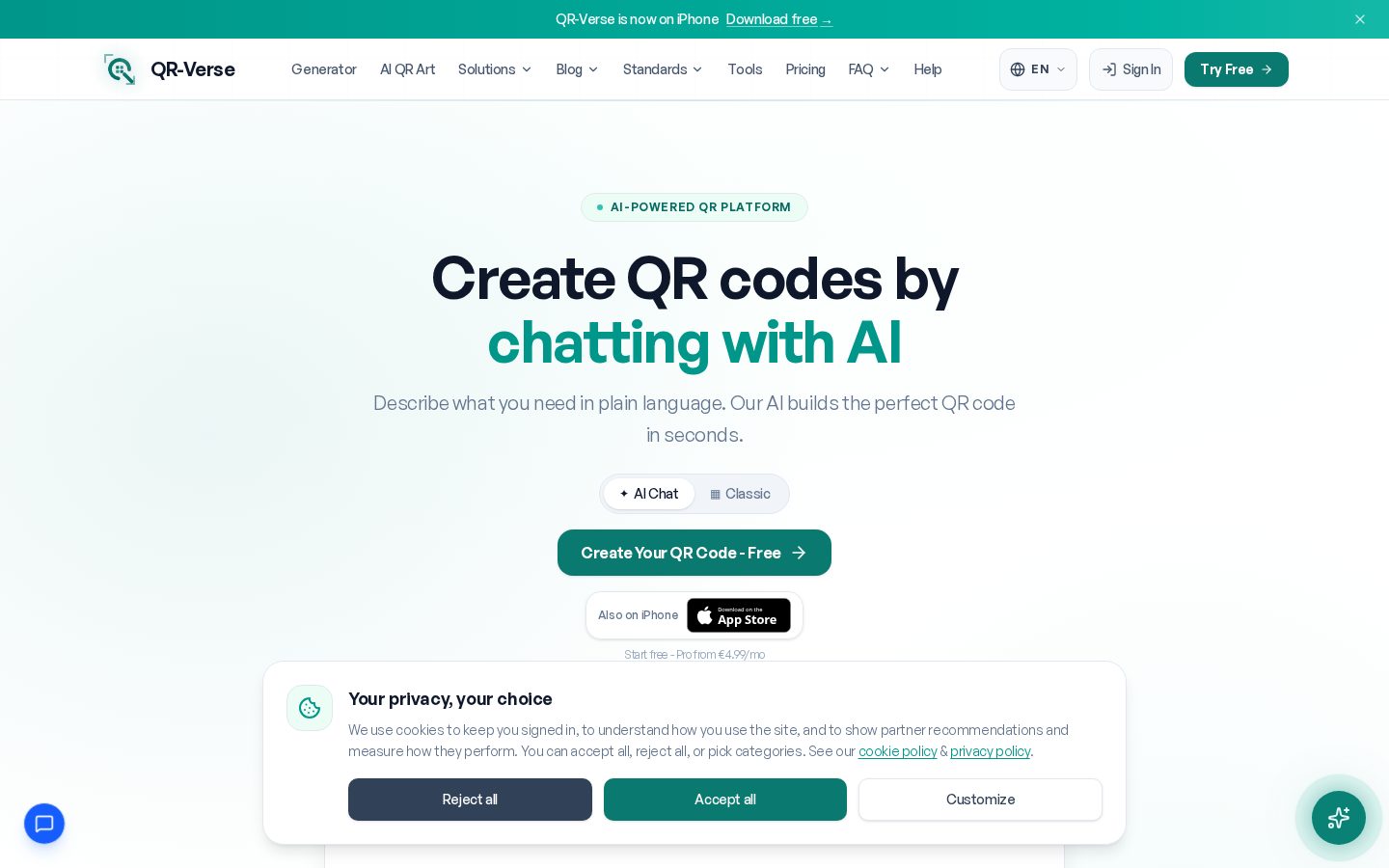 QR-Verse Homepage