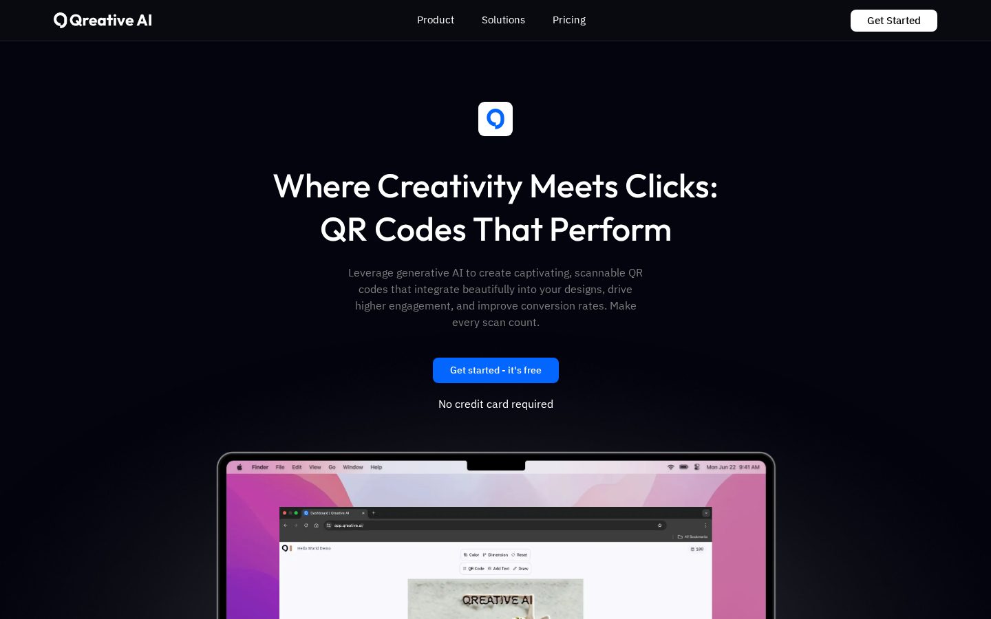 Qreative AI Homepage