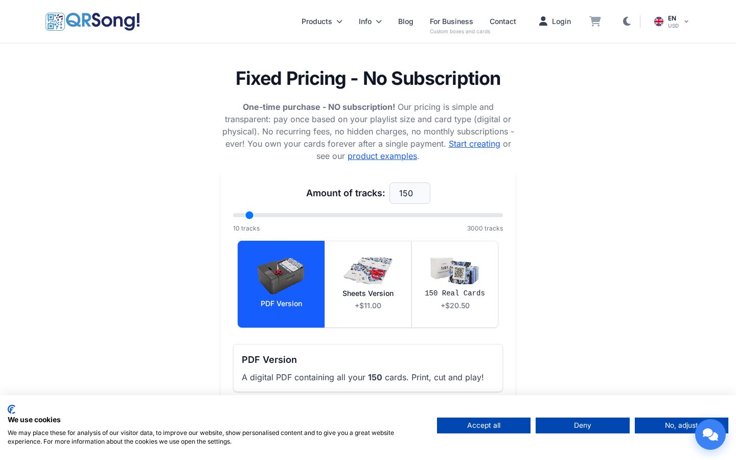 QRSong! Pricing