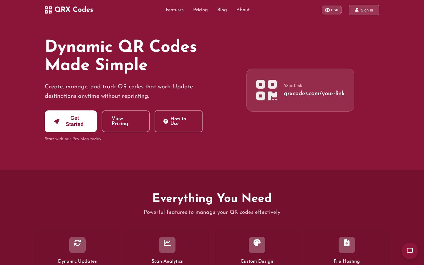 QRx Codes Homepage