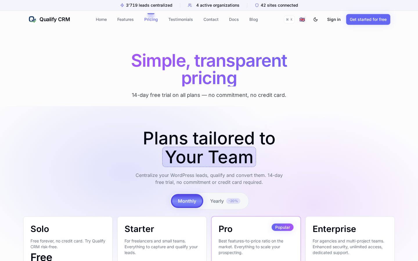 Qualify-CRM Pricing