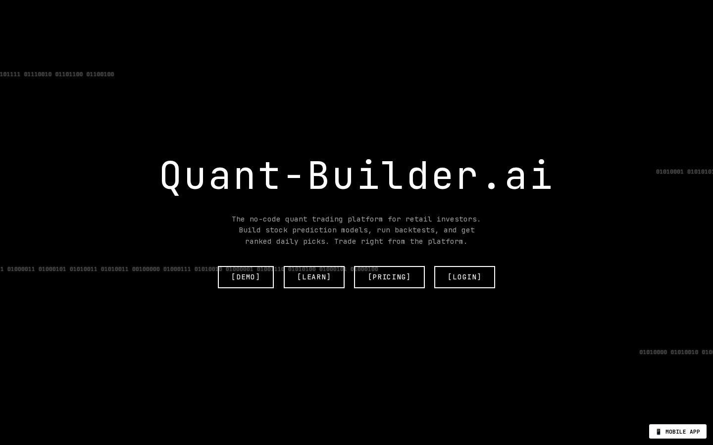 Quant-Builder.ai Homepage