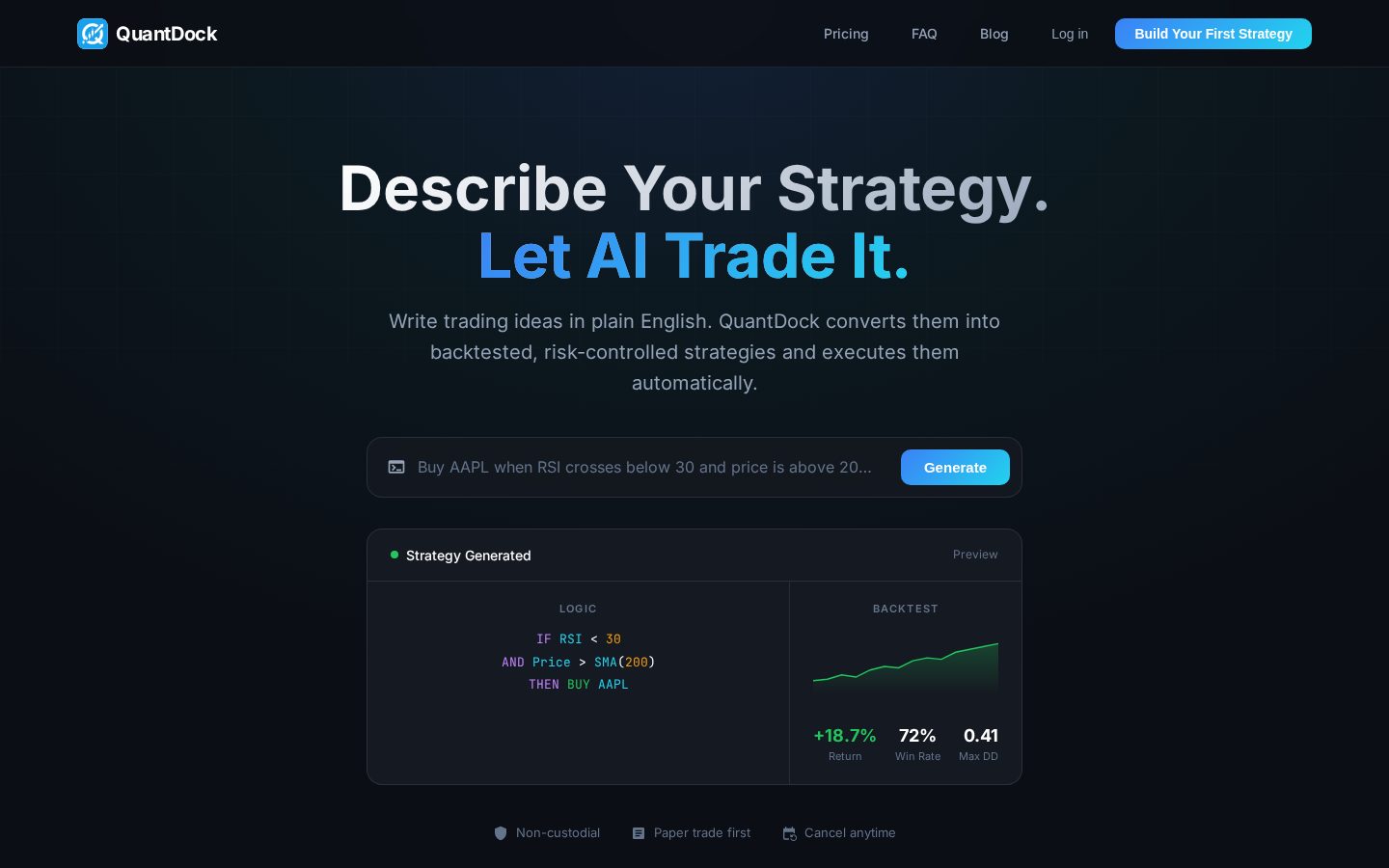 QuantDock Homepage